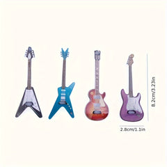4pcs Dollhouse Guitar Model Ornaments Simulation Guitar Micro Scene Props