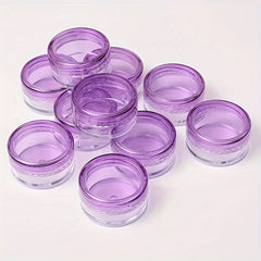 Clear Plastic Cosmetic Jars Purple Lids Travel Containers - 1