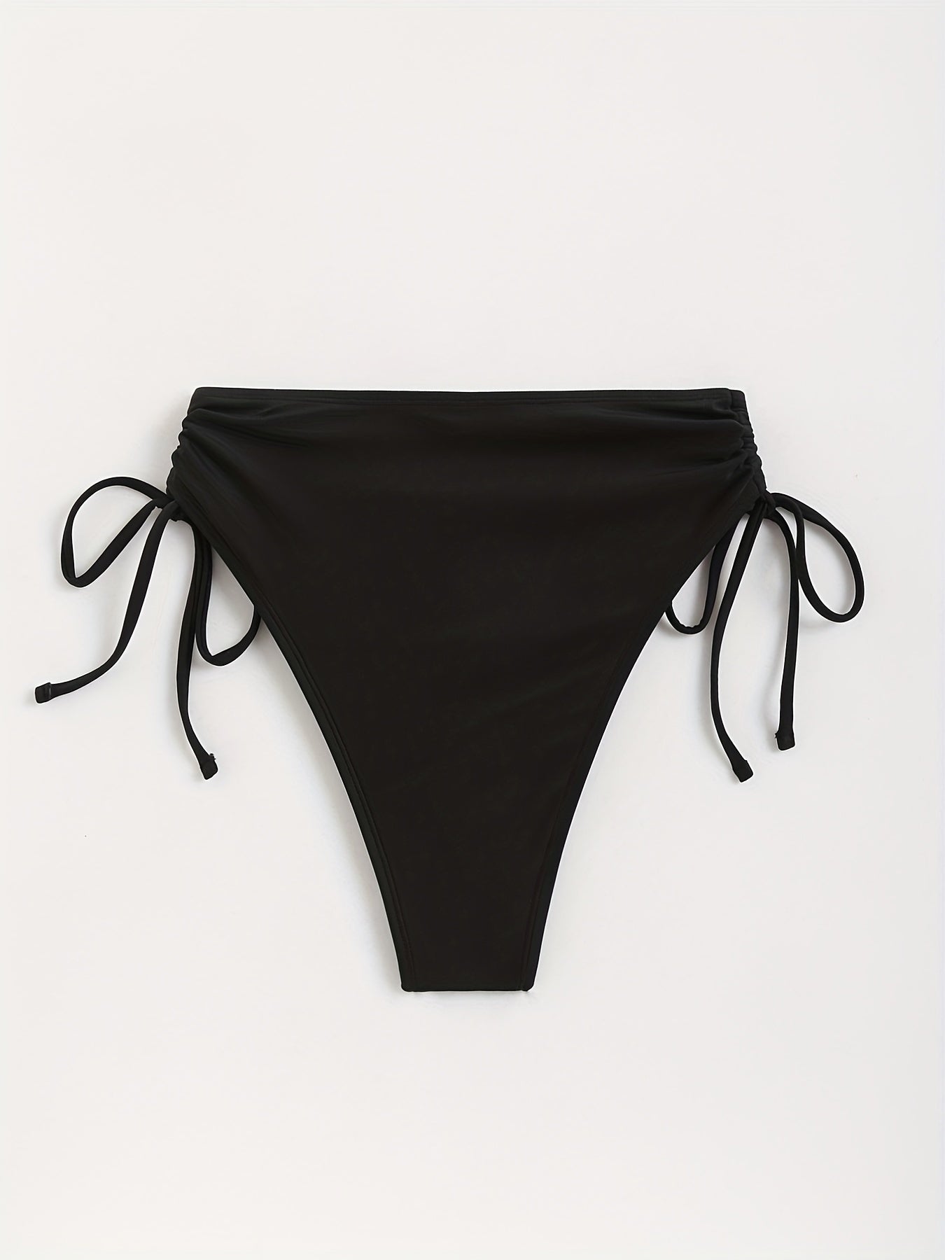Drawstring Tie Side High Waist Bikini Bottoms