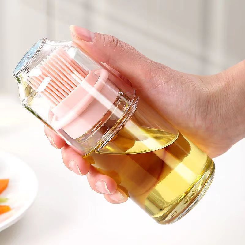 High Temp Silicone Brush w/ Bottle for Kitchen BBQ Pancakes