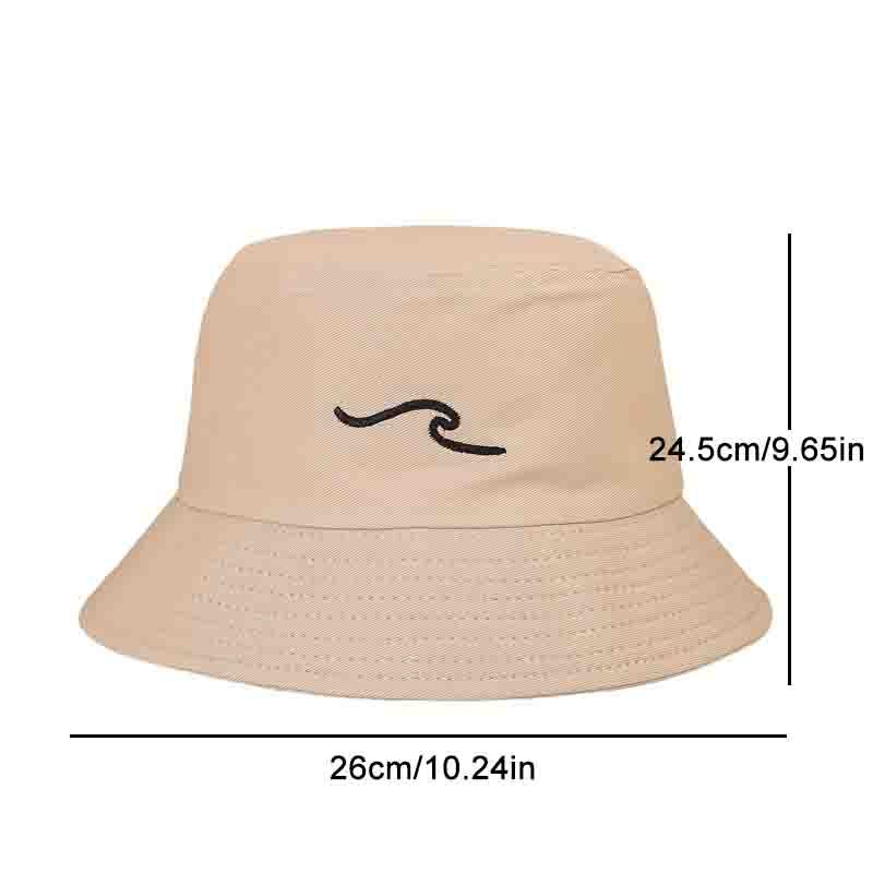 Beige Embroidery Fishermans Hat Small Basin Cap for Outdoor Activities All Seas