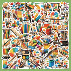 55pcs School Supplies Art Stickers Waterproof Vinyl Decals