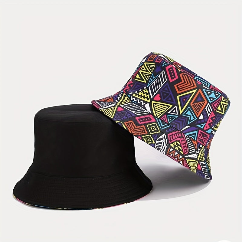 Men's Big Head Double Sided Fisherman Hat Sunshade Sunscreen Basin Hat