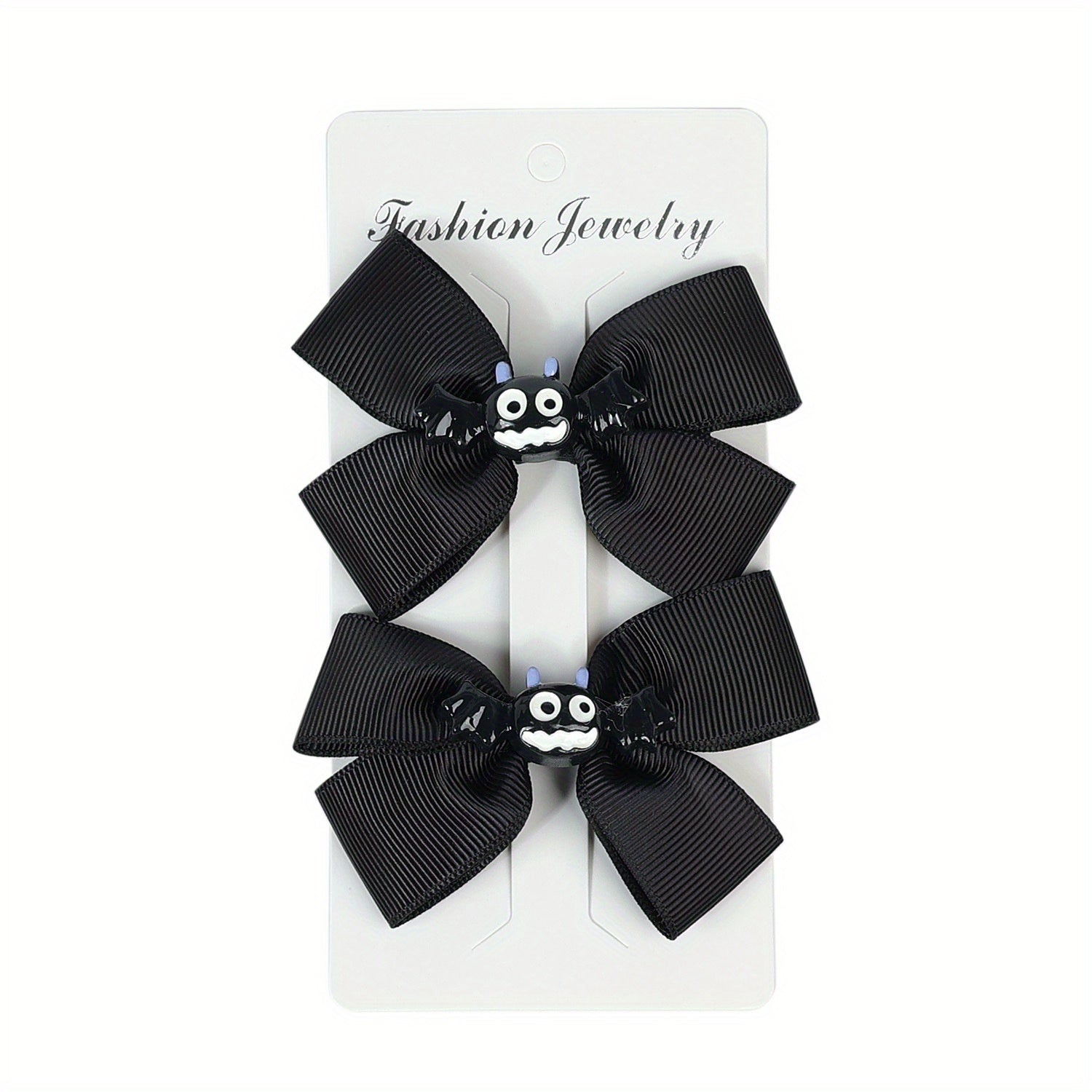 2pcs Halloween Hair Clips Bow Duck Billed Clip Ghost Face Pumpkin Decor