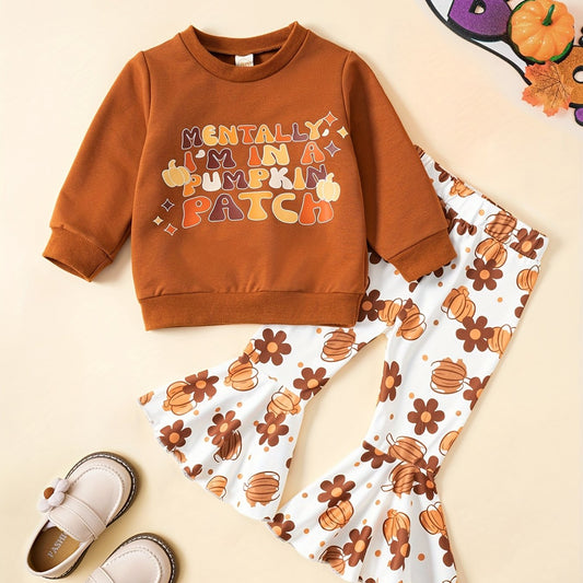 Toddler Girl's Halloween Style 2pcs Sweatshirt & Pants Set