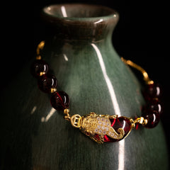 1 Pc Natural Red Jade Koi Fish Bracelet Luck Abundance Charm Gift