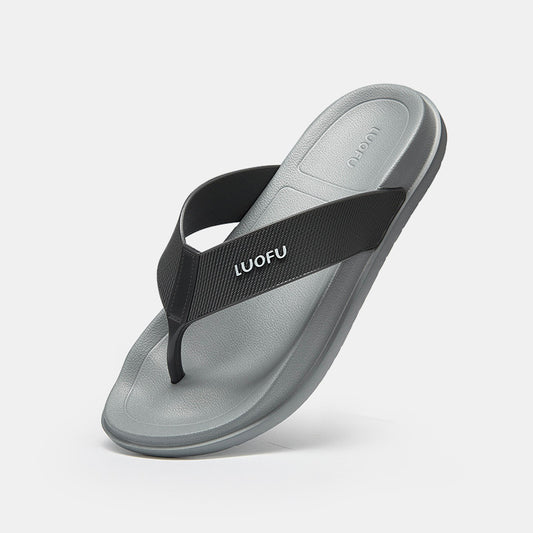 LUOFU Men's Quick Dry Non Slip Beach Flip Flops Grey