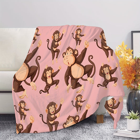 Little Monkey Digital Printed Blanket for Home & Camping