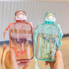 Square Plastic Water Bottle Adjustable Shoulder Strap Belly Wat