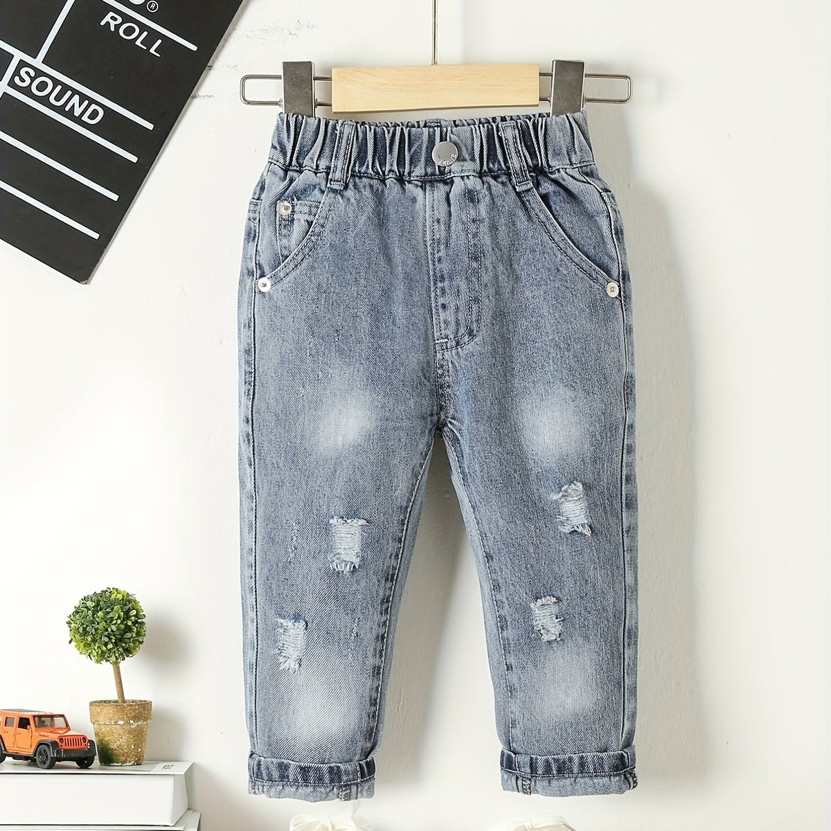 Boys Ripped Denim Jeans Long Pants Preppy Style Kids Clothes