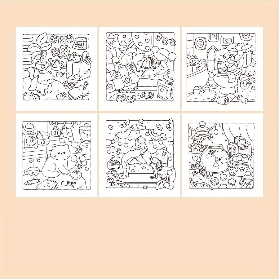 Cat Life Coloring Book: Cat Illustrations for Relaxation