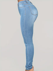  Washed Button Fly Skinny Jeans