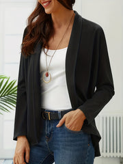  Solid Long Sleeve Open Front Cardigan