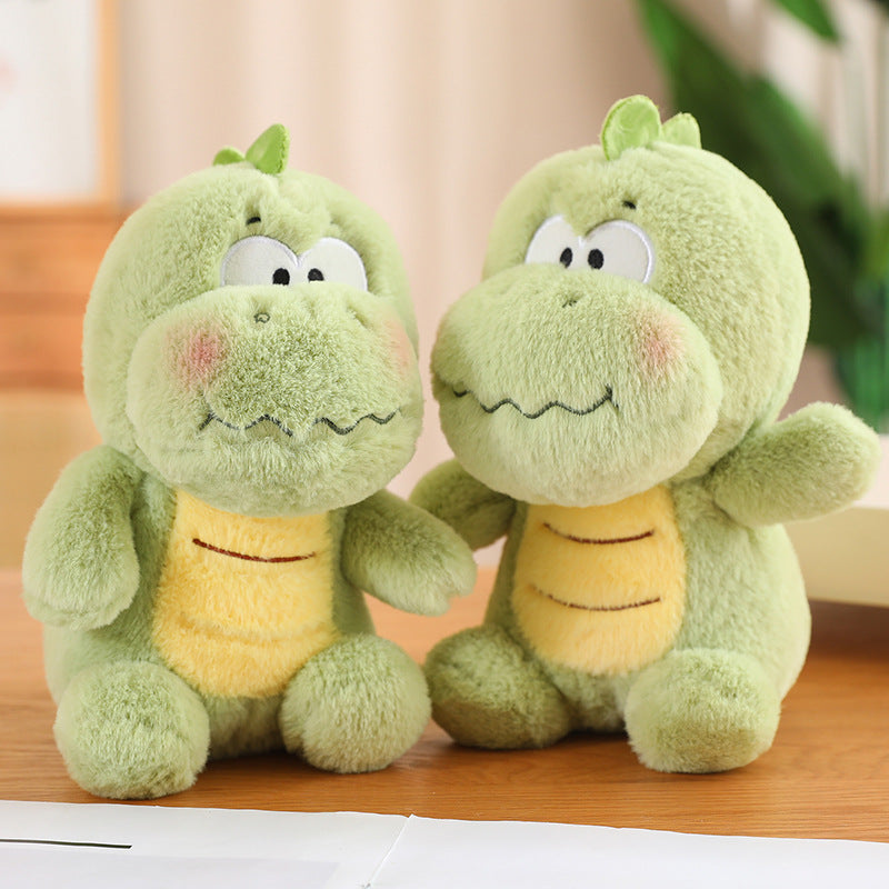 2pcs Dinosaur Plush Dolls Soft Green Cartoon Animal Toys Yellow Belly
