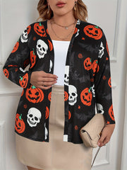 Women's Plus Graphic Print Long Sleeve Cardigan