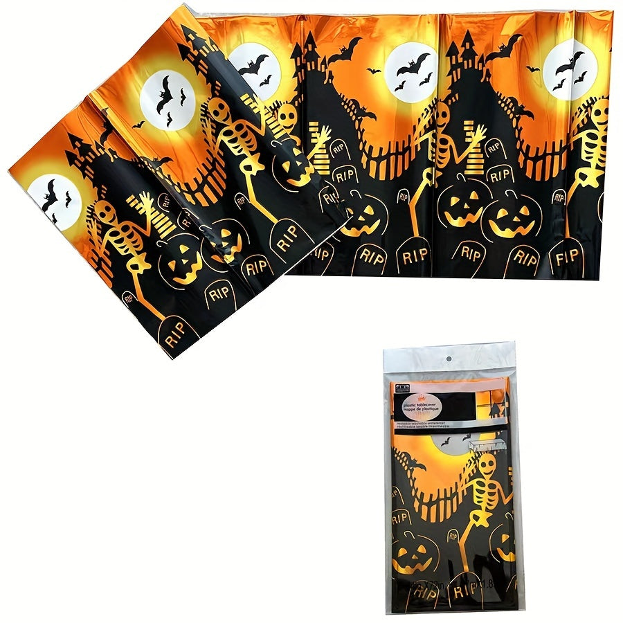 Halloween Disposable Party Aluminum Foil Tablecloth Pumpkin Tablecloth