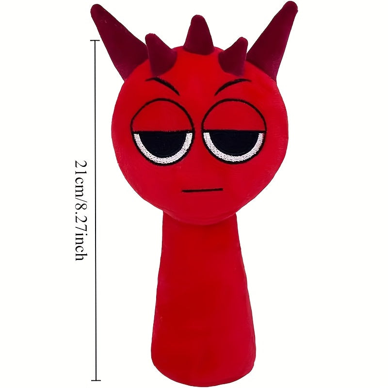 Red Plush Snake Puppet Toy Stuffed Animal with Expressive Eyes & Horns