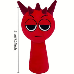 Red Plush Snake Puppet Toy Stuffed Animal with Expressive Eyes & Horns