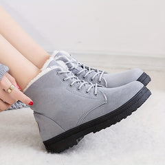 Women's Plush Mid Calf Boots Round Toe Winter Platform Sneakers