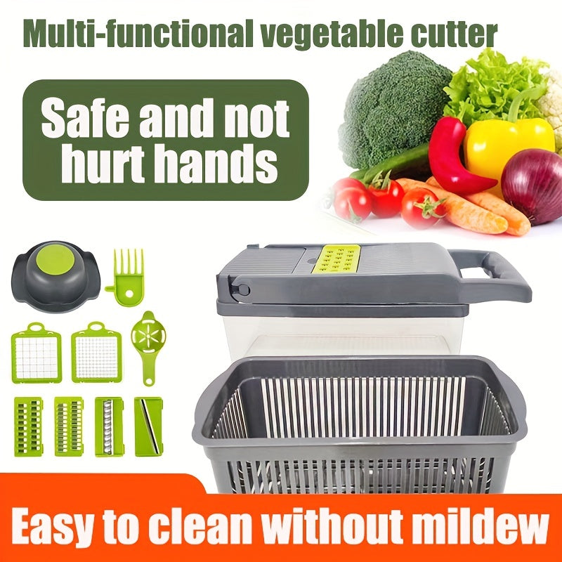 16pcs Veggie Chopper With Container 16 In 1 Adjustable Slicer blade