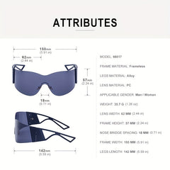 Men's Frameless Sunglasses Windproof Y2K Sports Glasses