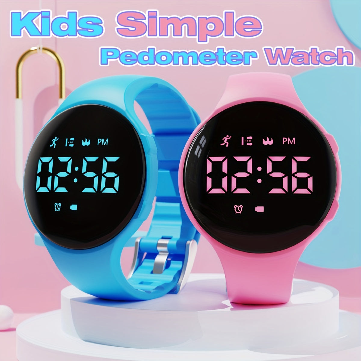 LED Pedometer Watch for Kids, Activity Tracker with Alarm Clock