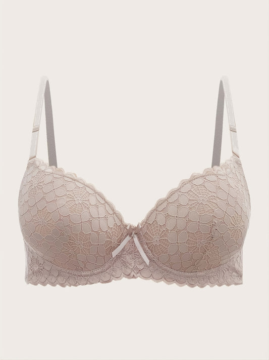  Lace Geometric Pattern Push Up Bra