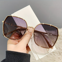 Large Polygon Sunglasses Vintage UV400 Shades for Summer Beach