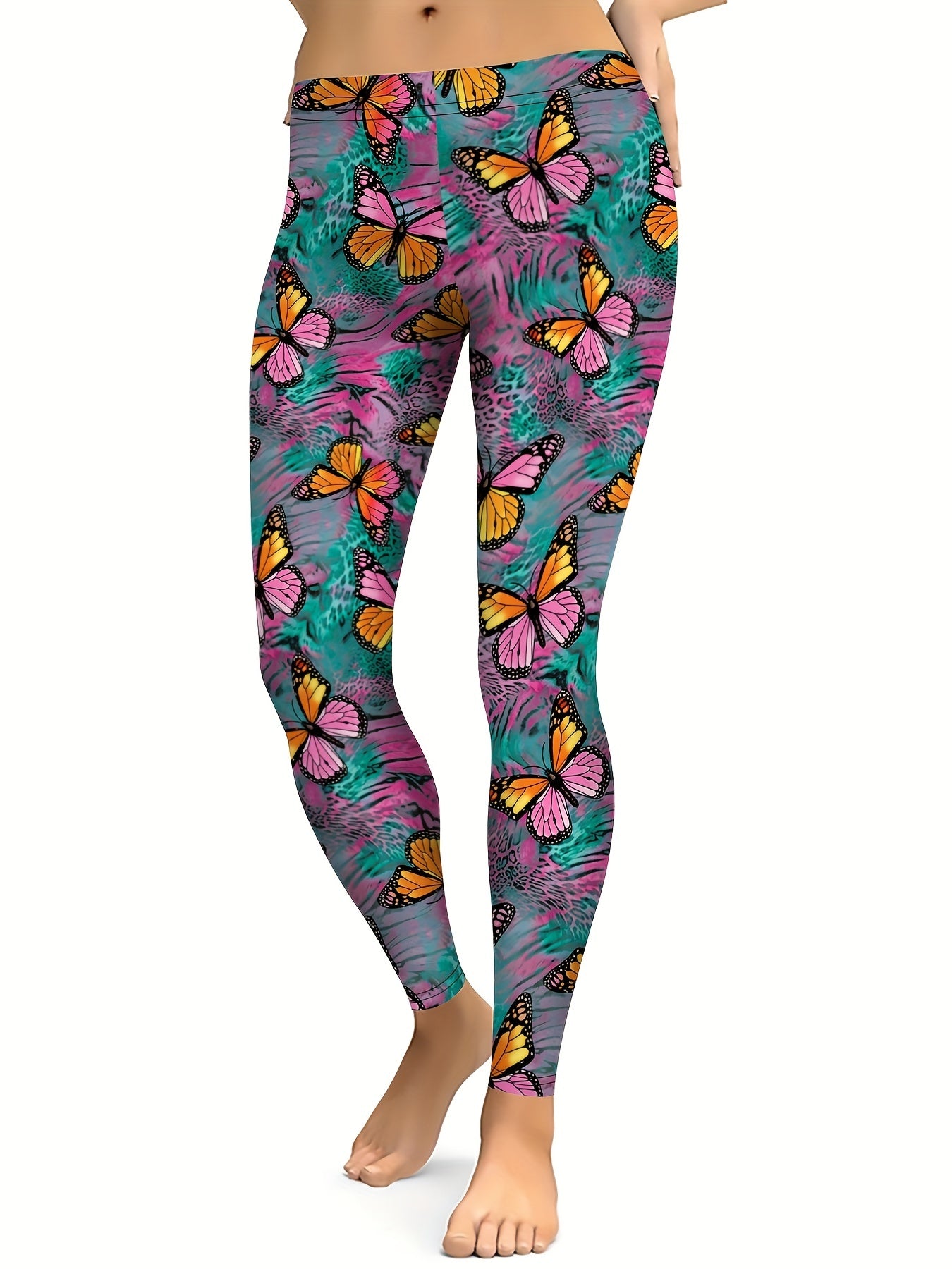 Butterfly Printed Yoga Leggings High Stretch Sports Pants