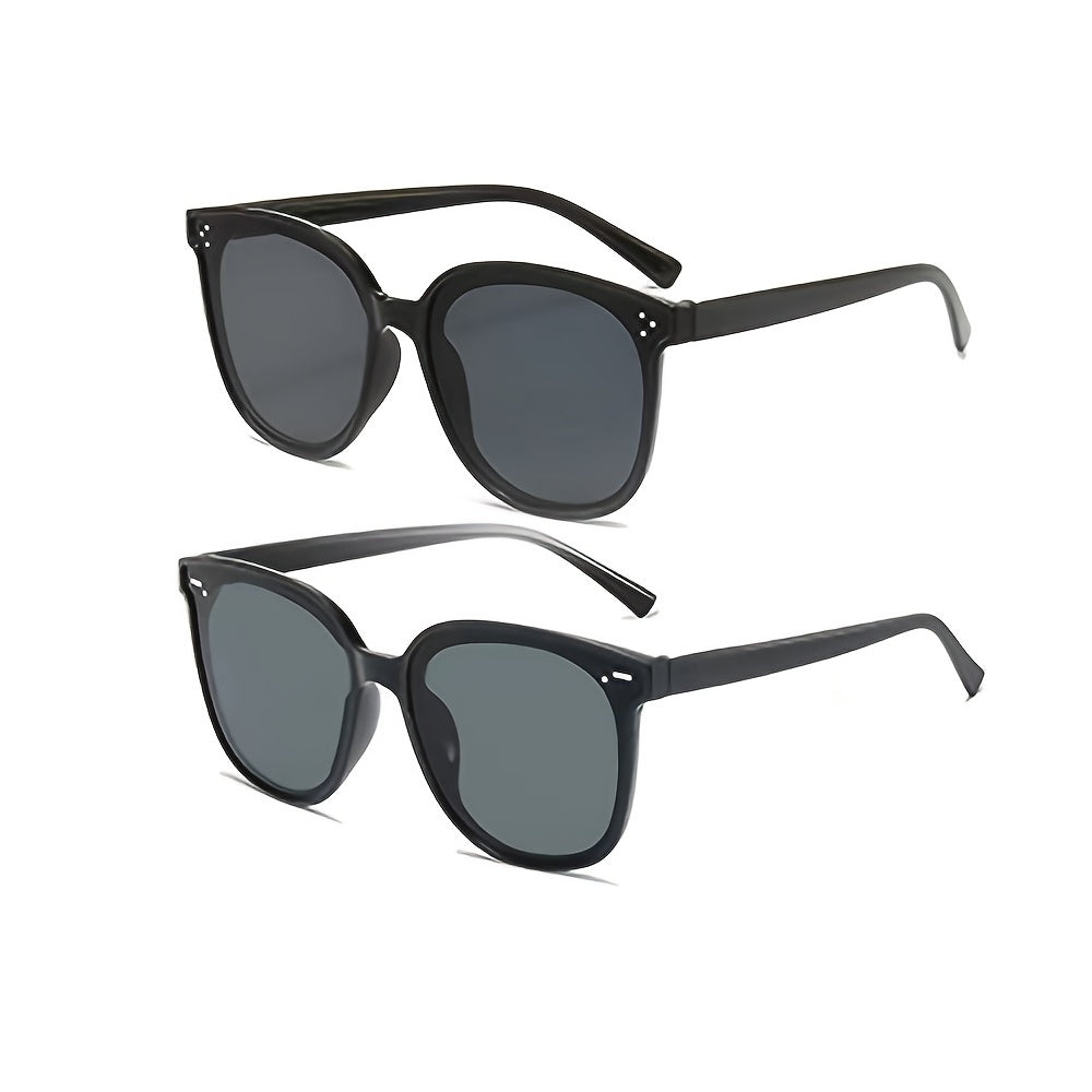 2pcs Men's UV Resistant Sunglasses With Box Packaging