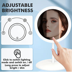 Portable LED Makeup Mirror Touch Control USB Rechargeable Brightness Adjustable