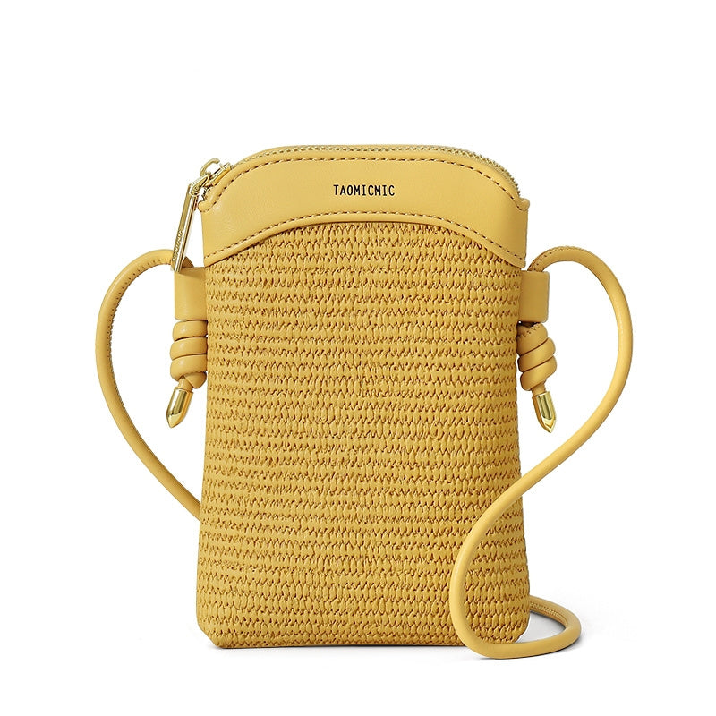 Straw Zipper Crossbody Bag All Match Shoulder Coin Purse