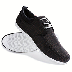 Men's Plaid Loafer Shoes Breathable Lightweight Non slip Canvas Shoes