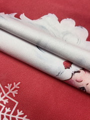  Santa Claus & Snowflake Print A line Dress