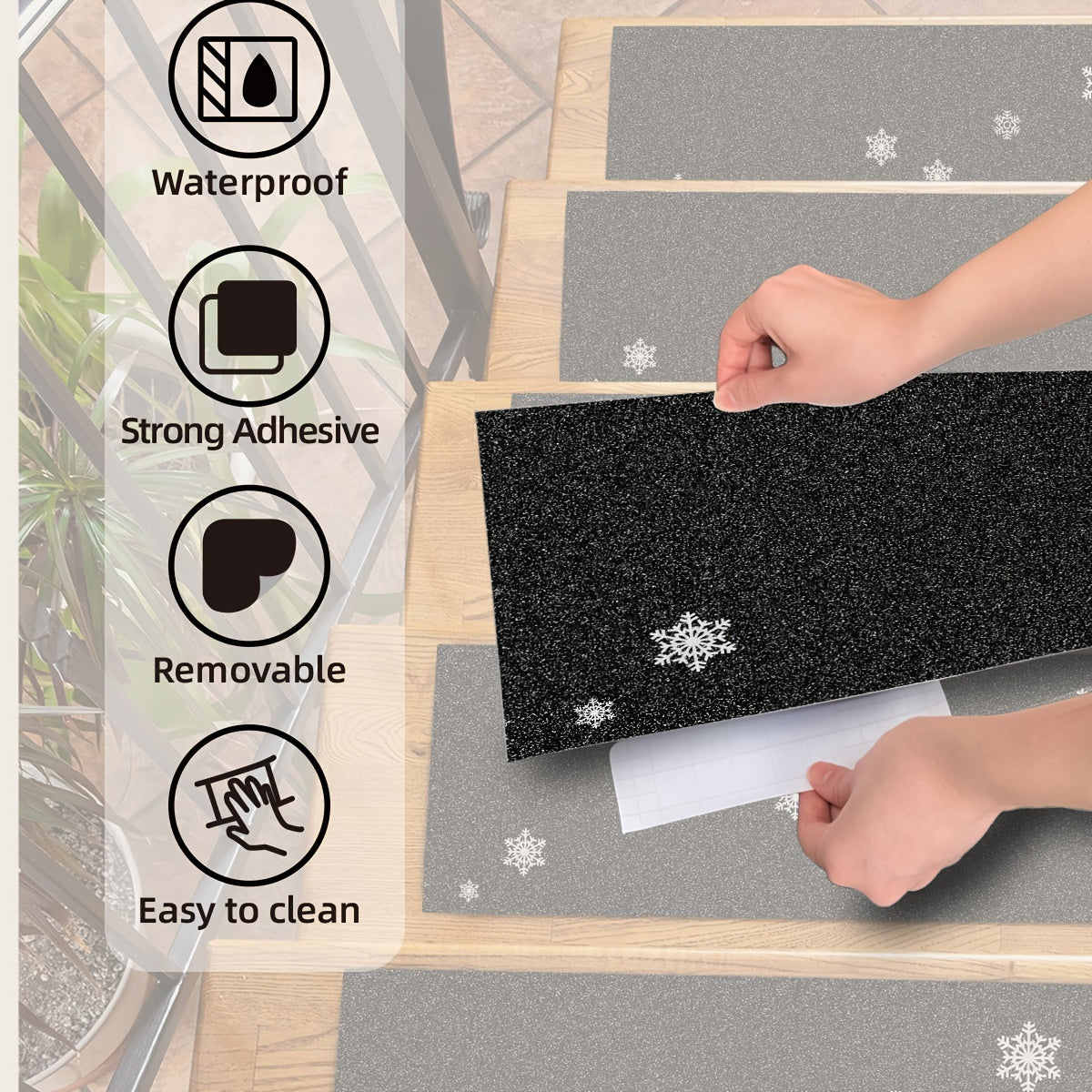 Classic Pattern Stair Treads Floor Stickers Rough Frosted Non-slip Self-adhesive