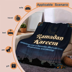 Ramadan Element Flannel Blanket Prayer Blessing Star Moon Warm Soft