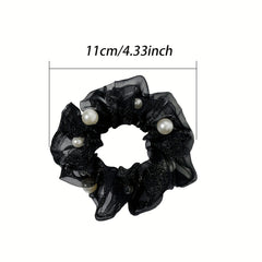 Organza Scrunchies Hair Tie with Pearl Decor