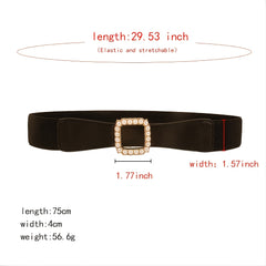 High Elasticity Ladies Square Buckle Pearl Belt With Dress