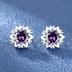 Snowflake Zircon Stud Earrings 18K Plated Wedding Party Jewelry Gift