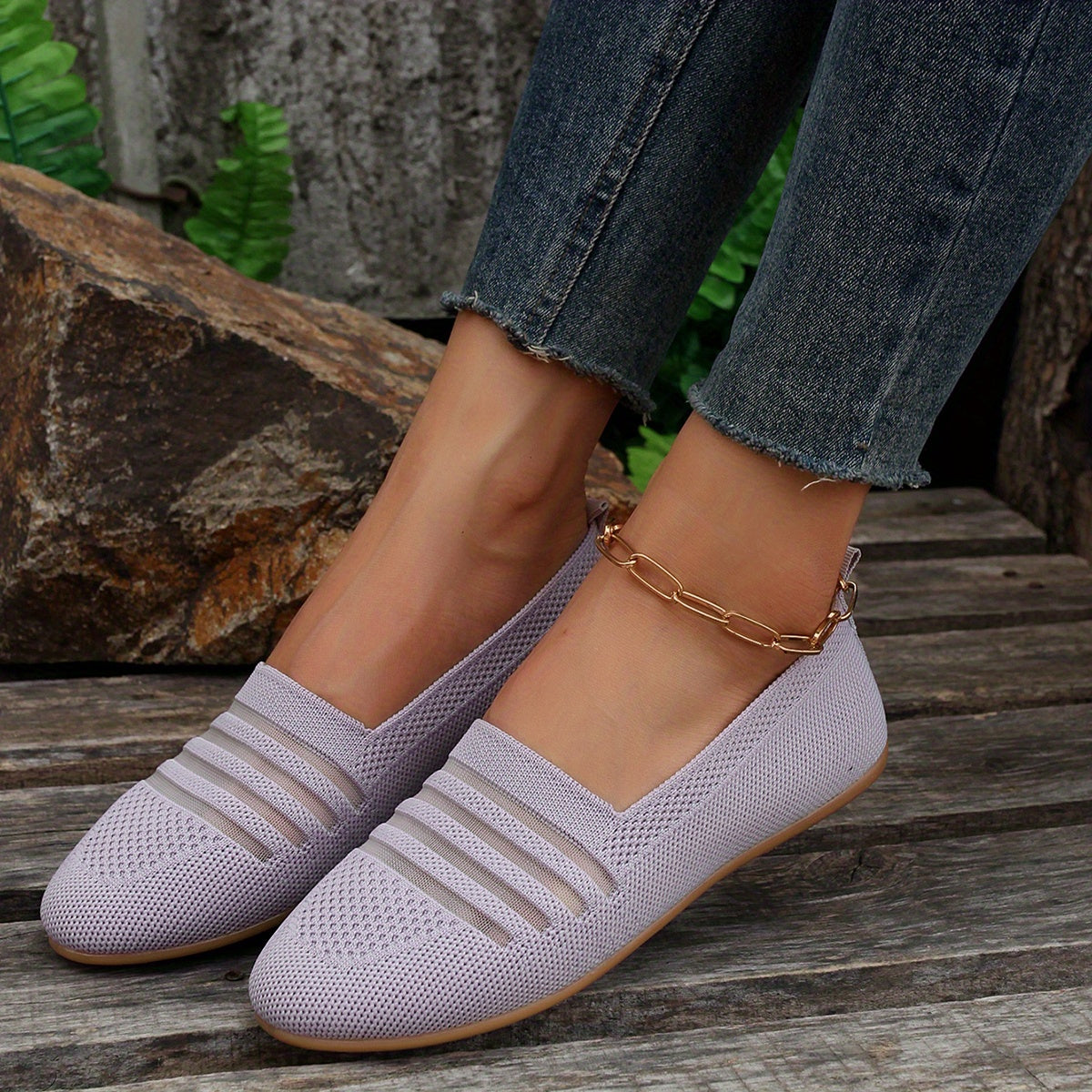 Women's Mesh Slip On Soft Sole Walking Shoes Casual Flats