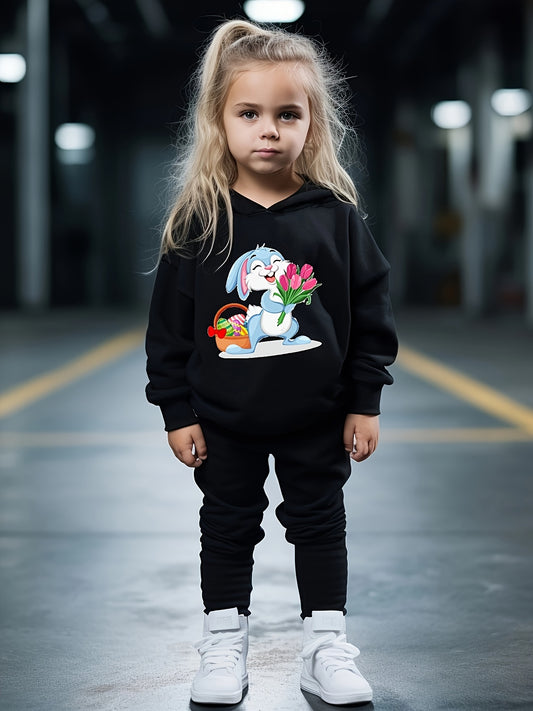 OERYUI Bunny Girl Print Outfits 2pcs Girls Hoodies Jogger Pants Set