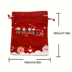 Snowman Train Pattern Drawstring Bags Gift Packaging Bag Handbag