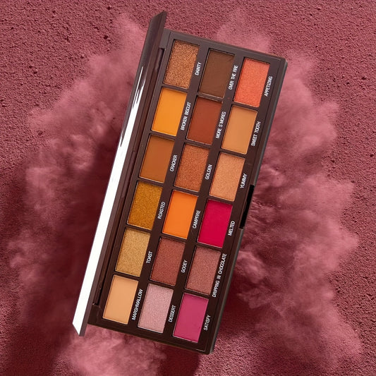 18-Color Chocolate Eyeshadow Palette Matte Glitter Shimmer Metallic Satin Finish