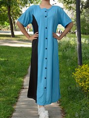  Colorblock Abaya Dress Short Sleeve Maxi Dress