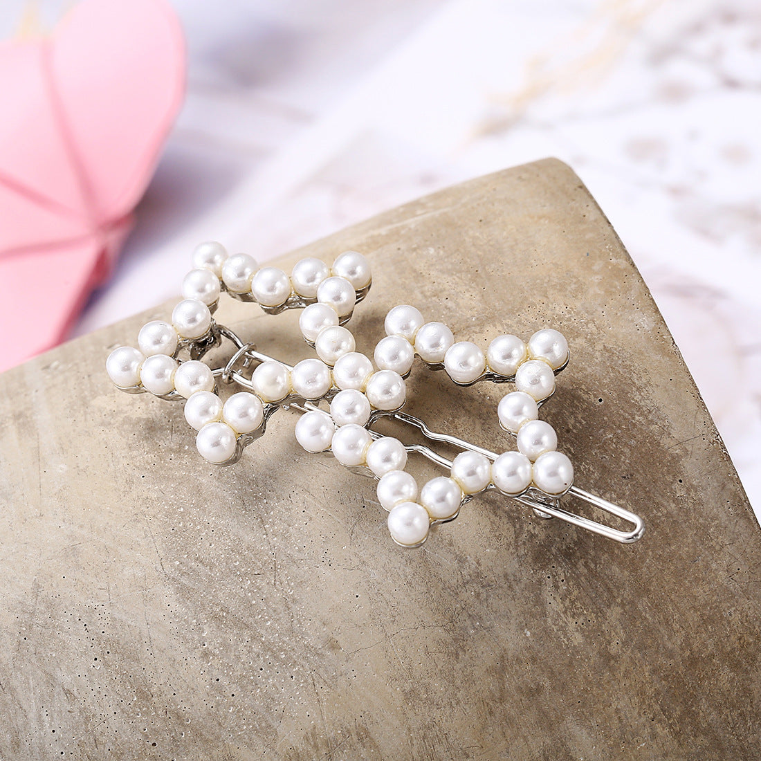 Faux Pearl Hair Clips Geometric Hair Barrettes For Women