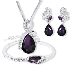 Water Drop Necklace Set with Butterfly Earrings