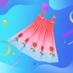 Sunflower Themed Doll Dress for 18" Dolls Pastel Yellow to Pink Gradient