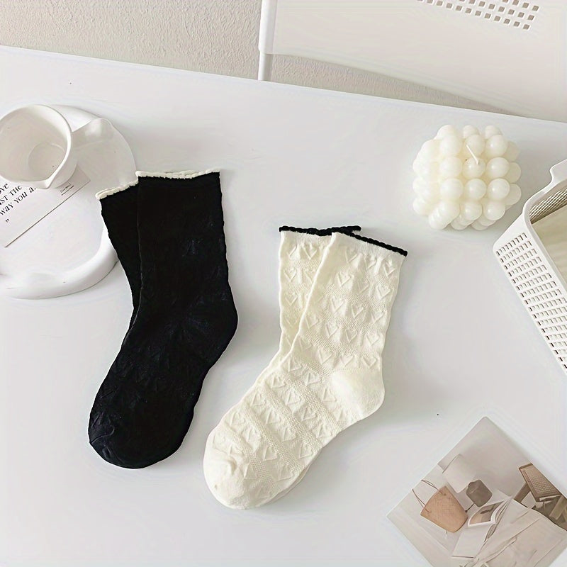 Heart Pattern Socks 4 Pairs Women's Mid Tube Stockings