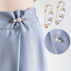 2pcs Faux Pearl Pants Waist Pin Trousers Waist Circumference Fixed Brooch