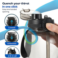 1900ml 64oz Large Capacity Water Bottle with Time Marker and Straw